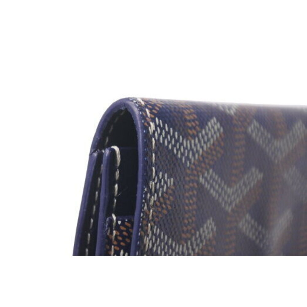 Goyard Marigny Coin Wallet Card Herringbone Pattern Navy Blue View 6